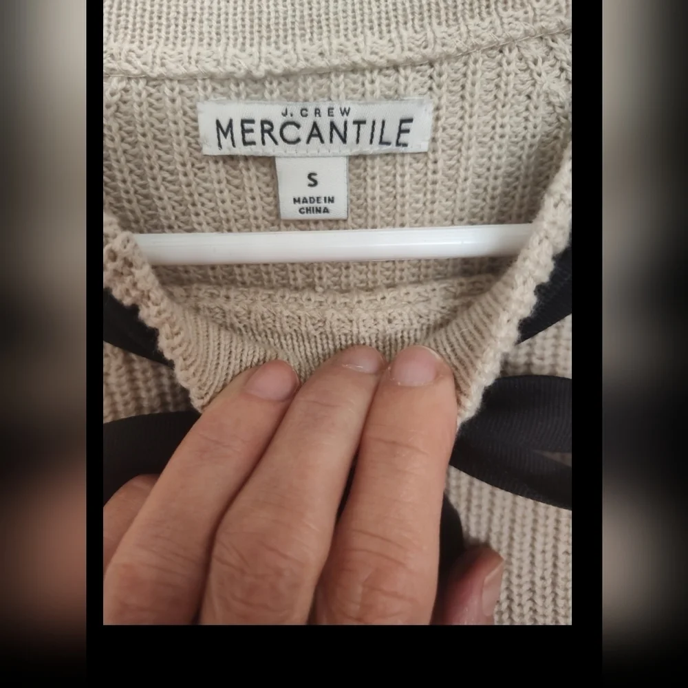 JCrew Beige Bow Sweater, Small